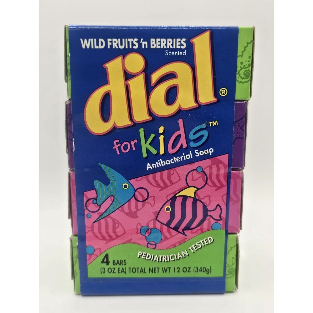 Vintage Dial For Kids Soap Wild Fruits‎ N Berries 4 Bars (3oz Each)